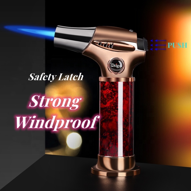 Wholesale Safe High Quality Blue Flame Gas Torch Lighter Gun Welding Cigar Lighter,BBQ Refillable Adjustable Cigar Lighter