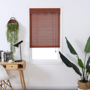 Haoyan nature bamboo roll up shade wooden sticks roller blinds with lock and pully