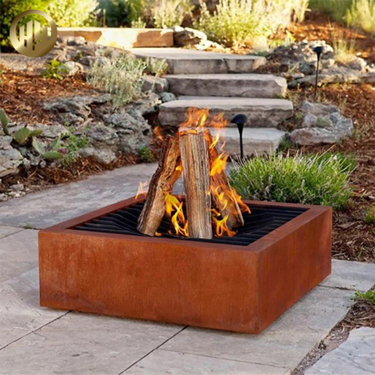 High Quality Metal Corten Steel Rusty Wood Burning Heating  Table Top Fire Pit