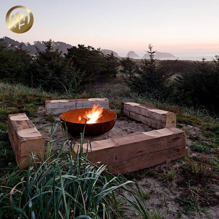 Barbecue Round BBQ Grill Design Corten Steel Laser Cut Heating Fire Pit Table