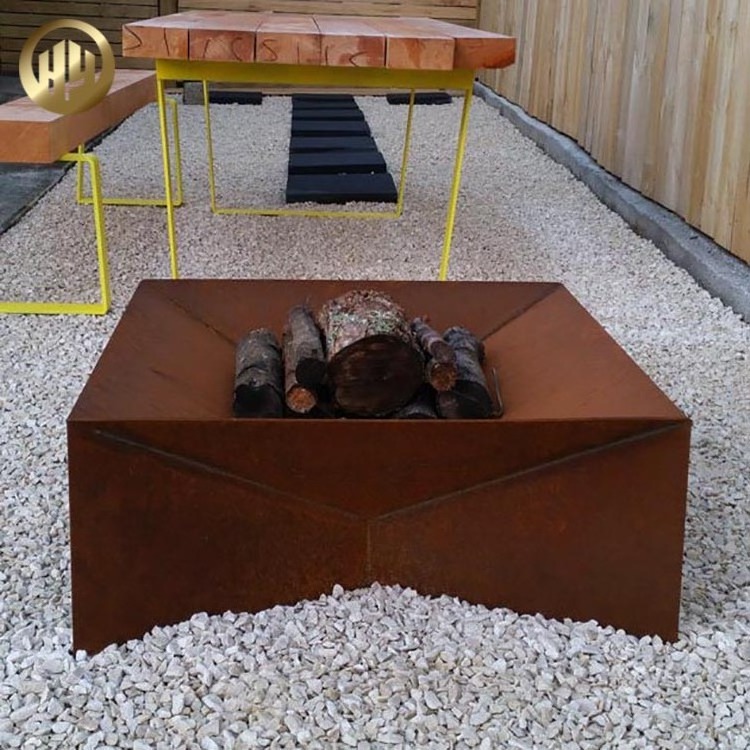 Metal Rusty Welding Wood Burning Warming Heater Fire Pit Table