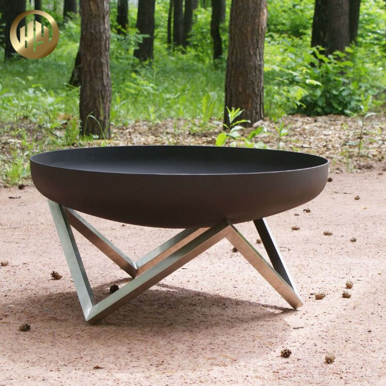 outdoor dining table with top Metal Rusty BBQ fire pits ring fireplace wood round metal patio furniture fire pit