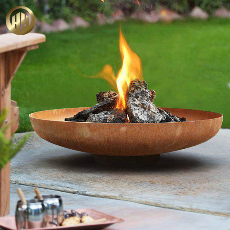 tabletop fire pit wood charcoal Garden Landscape Metal Corten Steel Rusty Treatment Round Fire Pit