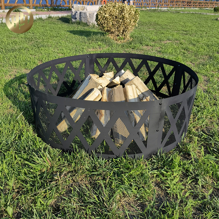 Fire Pit 32 Inch Bonfire Wood Burning Firepit Square Fire Table Patio Cooler Grill Firepits Mesh Spark Screen Cover