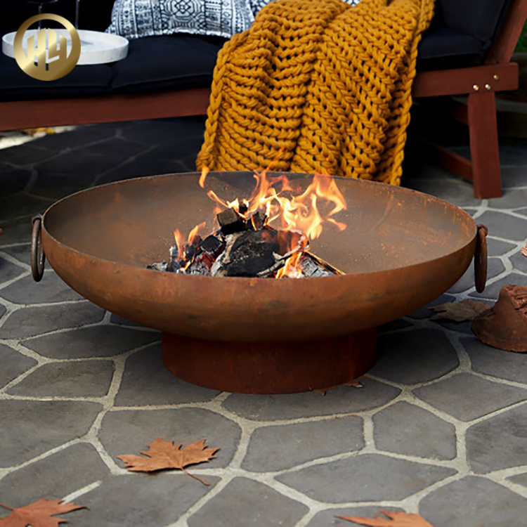 tabletop fire pit wood charcoal Garden Landscape Metal Corten Steel Rusty Treatment Round Fire Pit