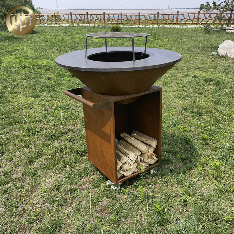 Corten Steel Barbecue Practical Metal Rusty Wood Burning Fire Pit