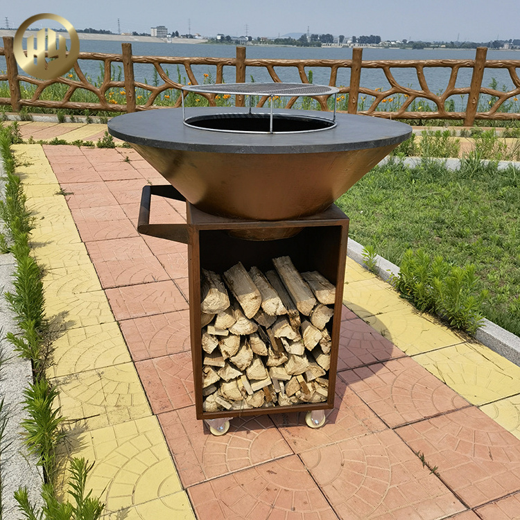 Corten Steel Barbecue Practical Metal Rusty Wood Burning Fire Pit