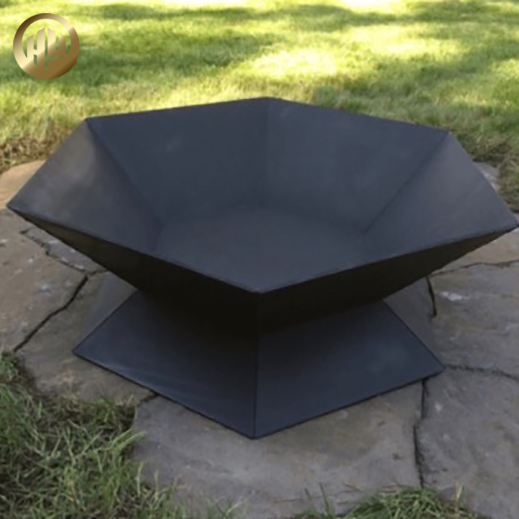 Outdoor Powder Coating Metal Hexagon Wood Burning Barbecue Fire Pit Table Top