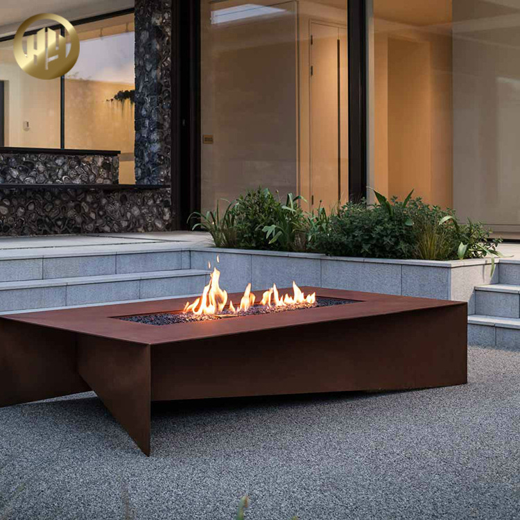 Rectangular Corten Steel Rusty Metal Wood Burning Brazier Grill Cover BBQ  Heater Fire Pit