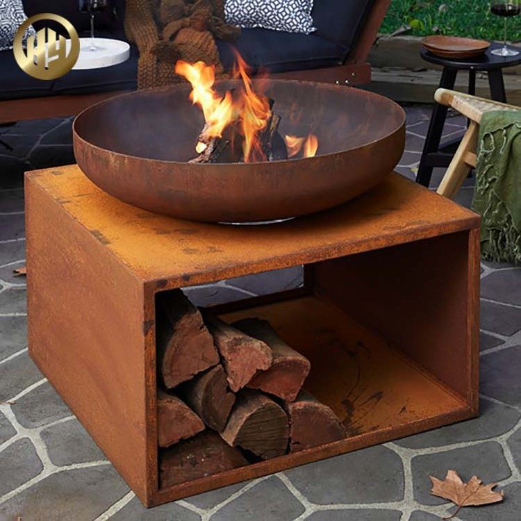 bbq grills Garden Rusty Metal Raised Corten Steel Wood Burning Barbecue Fire Pit