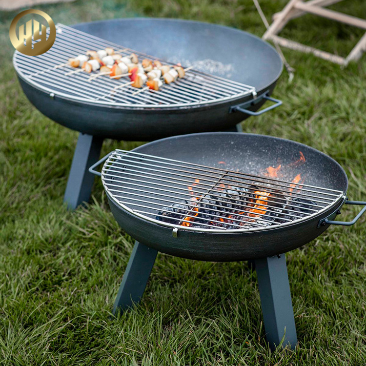 portable pizza oven Camping Carbon Steel Metal Round Raised Wood Burning Heating Fire Pit