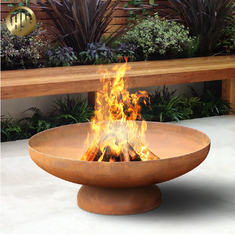 tabletop fire pit wood charcoal Garden Landscape Metal Corten Steel Rusty Treatment Round Fire Pit