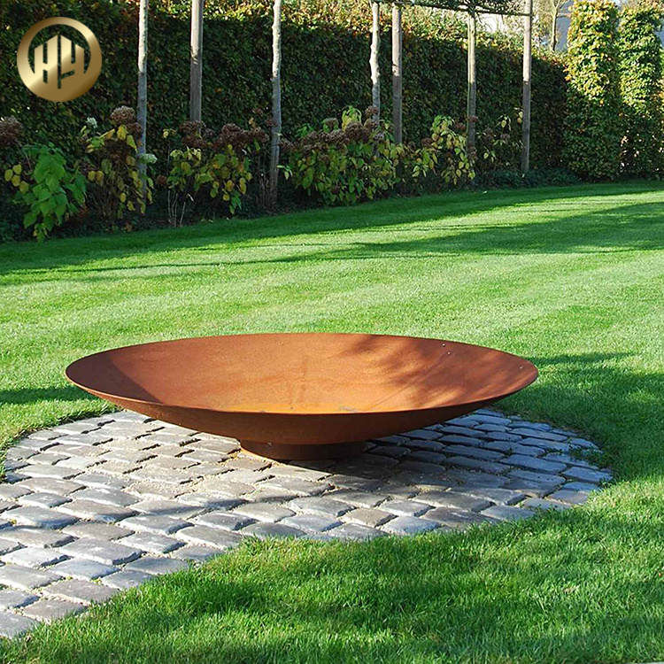 Outdoor Round Metal Corten Steel Grill BBQ Heating Table Top Fire Bowl