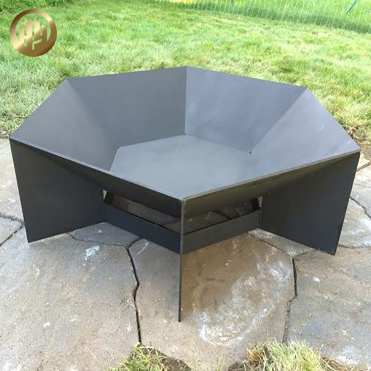 Outdoor Powder Coating Metal Hexagon Wood Burning Barbecue Fire Pit Table Top