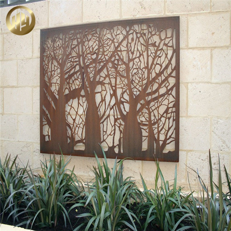 Corten Steel Metal Pattern LED Garden Decoration Landscape Screen/ fence panel