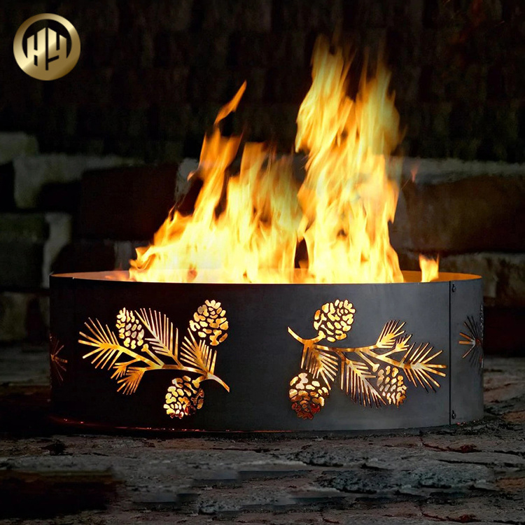 Portable Fireplace Out Door Eco-Friendly 52 In Fire Pit Cap Outdoor Modern Camping Steel Round Metal Fire pit Ring