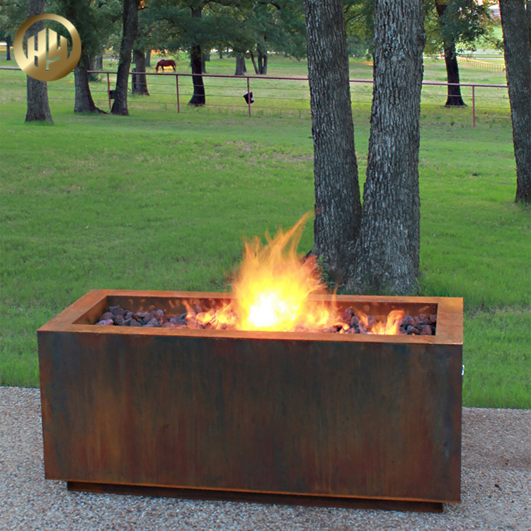 Rectangular Corten Steel Rusty Metal Wood Burning Brazier Grill Cover BBQ  Heater Fire Pit