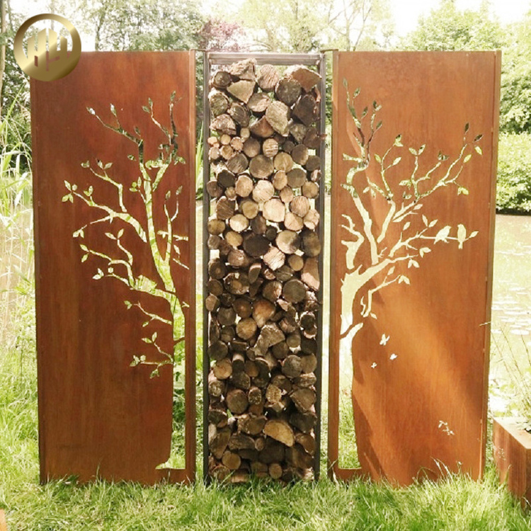 Corten Steel Metal Pattern LED Garden Decoration Landscape Screen/ fence panel