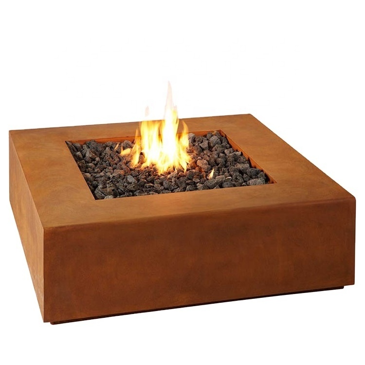 customized Outdoor Fire Pit for Wood 35in Firepit Patio Wood Burning Fireplace with Charcoal Rack Square Garden Stove For Sale