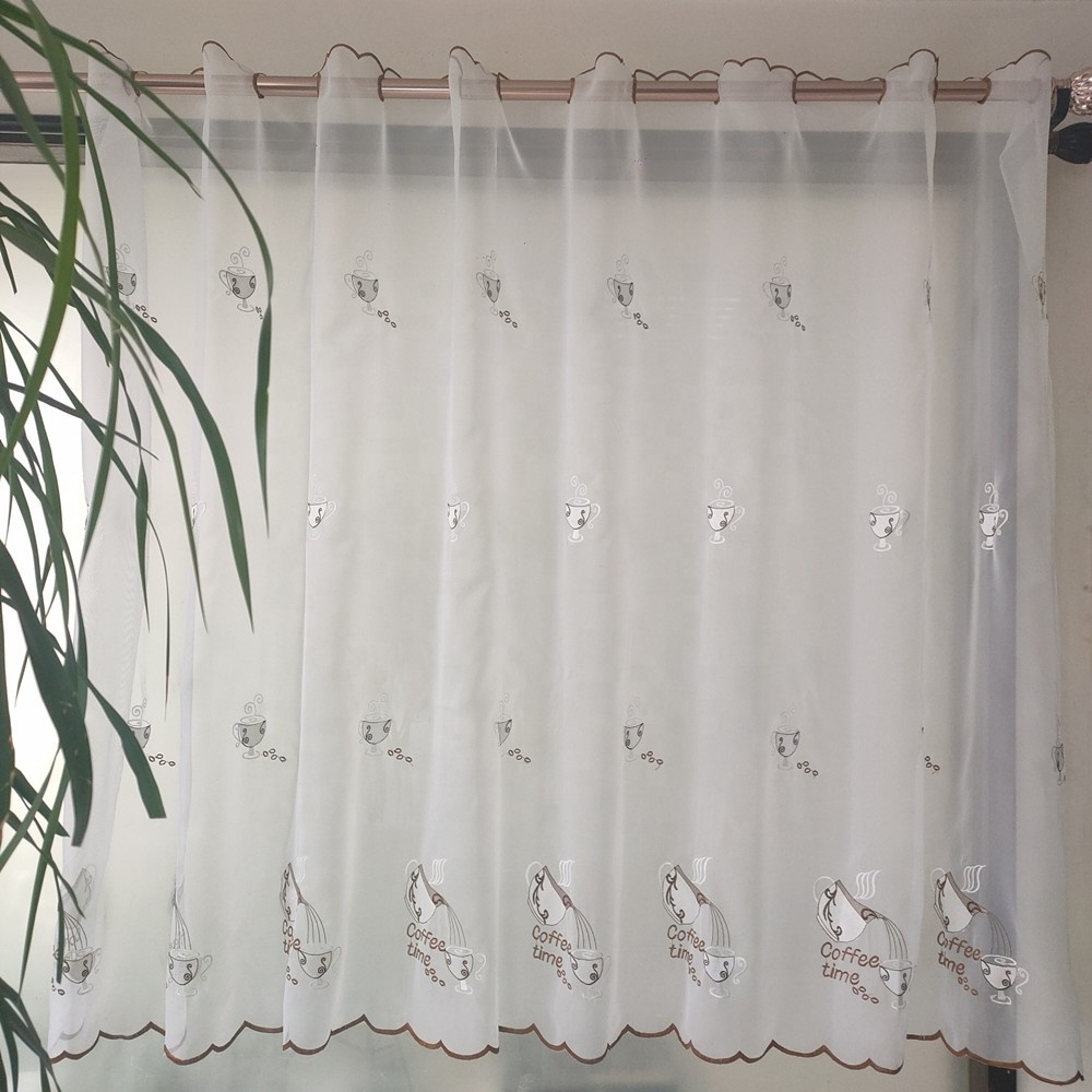 Wholesales High Quality Embroidery Curtain Fabric For The Kitchen Coffee Small Cubicle