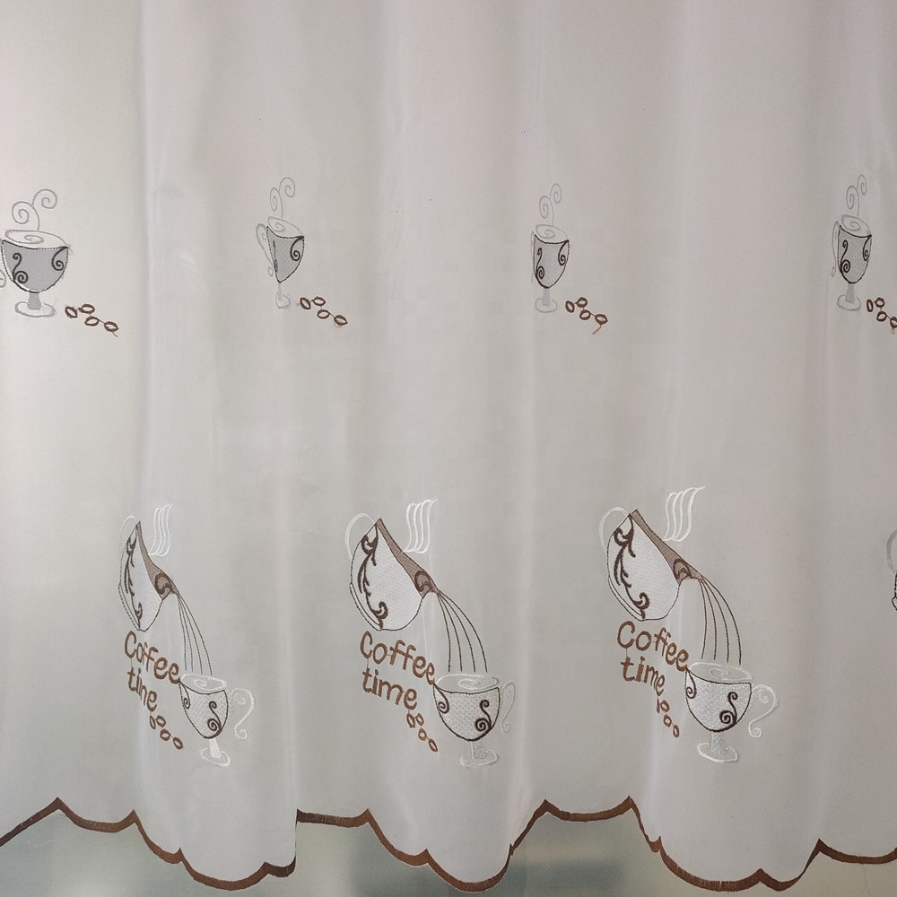 Wholesales High Quality Embroidery Curtain Fabric For The Kitchen Coffee Small Cubicle