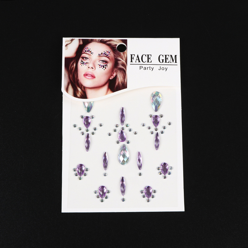 3D Face Gems Hair Rhinestones Sticker for Make up Festival Face Body Hair Jewels