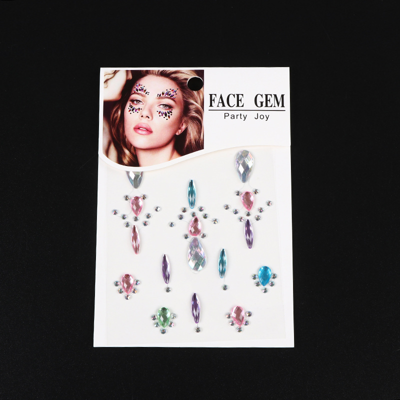 3D Face Gems Hair Rhinestones Sticker for Make up Festival Face Body Hair Jewels