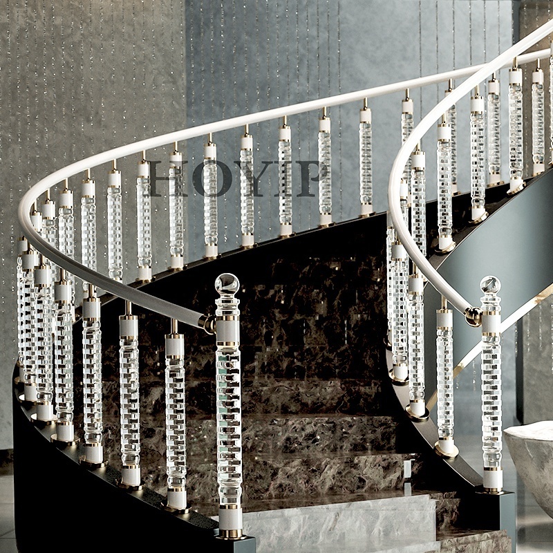 Balcony Decorated Clear 304 Stainless Steel  Crystal Baluster Acrylic Pillars Railing