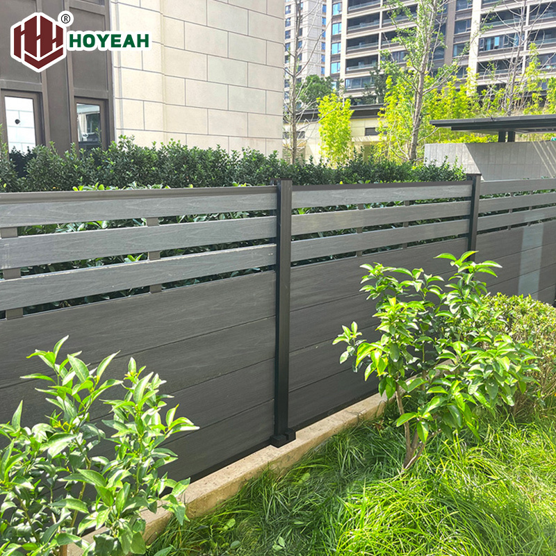 Wholesale WPC Fence Panel Horizontal Slat Aluminum Garden Fence Wood Composite Co-extruded Fencing Gate