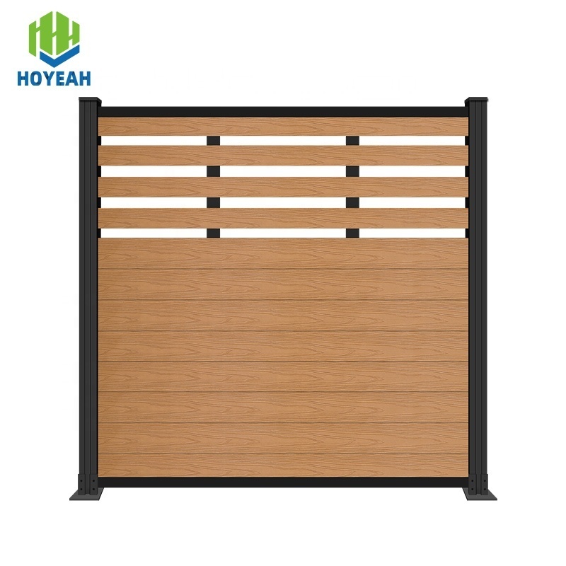 Hoyeah 15521 wpc fencing panel outdoor co-extruded wood plastic composite fence for garden