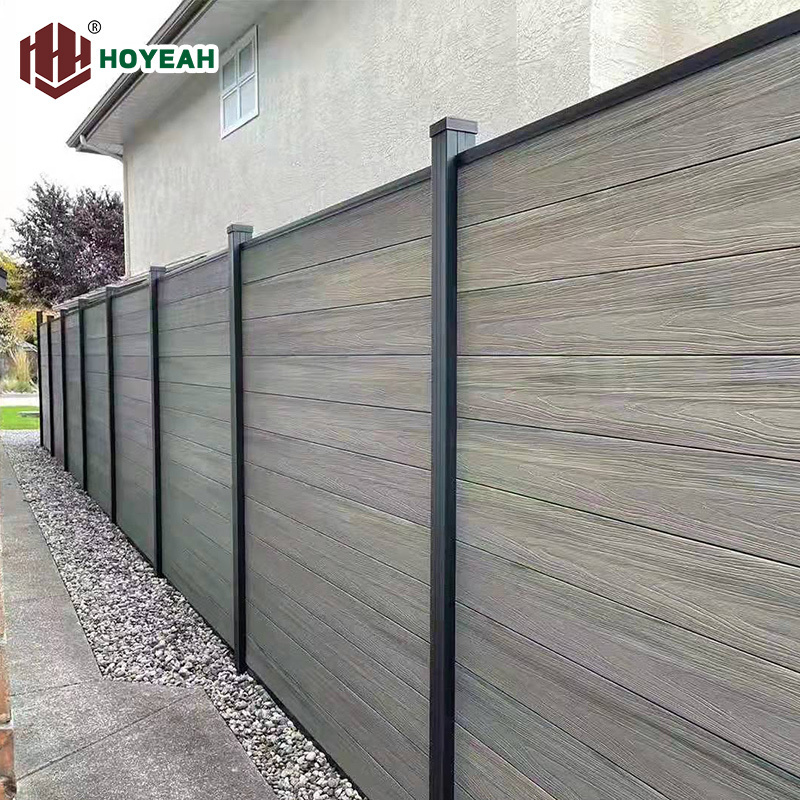 Wholesale WPC Fence Panel Horizontal Slat Aluminum Garden Fence Wood Composite Co-extruded Fencing Gate