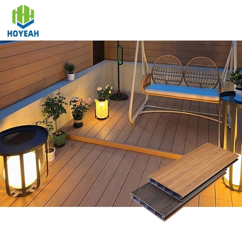 Hoyeah 13823 aluminum wood plastic composite co-extruded decking outdoor waterproof non-slip durable aluminum wpc deck