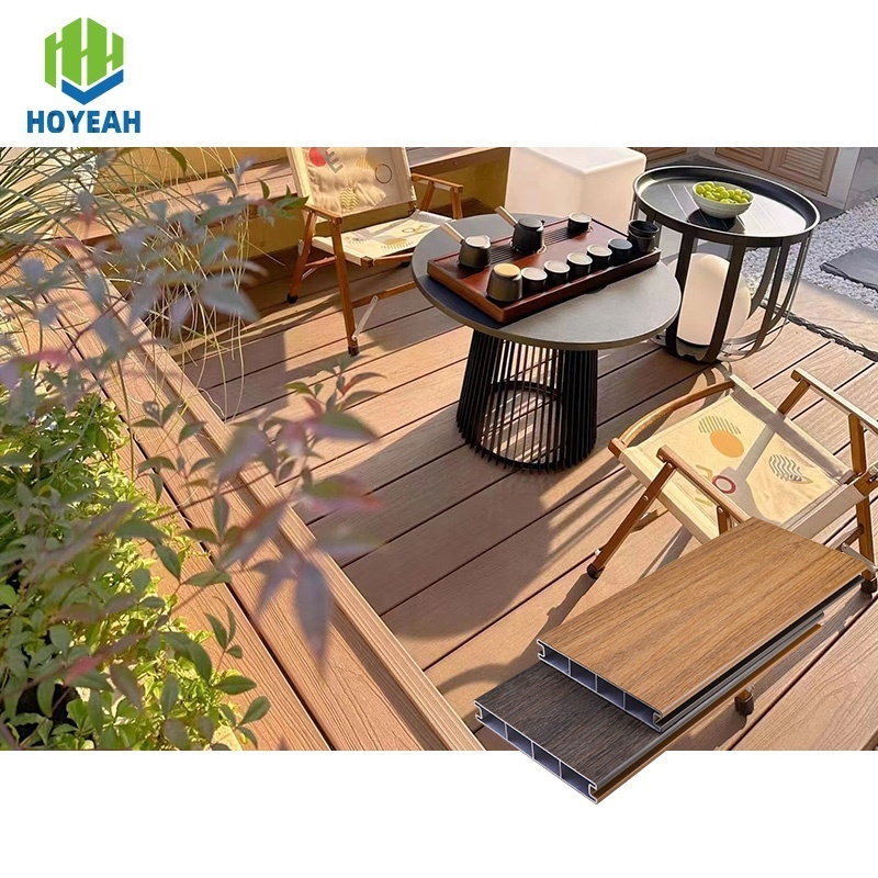 Hoyeah 13823 aluminum wood plastic composite co-extruded decking outdoor waterproof non-slip durable aluminum wpc deck