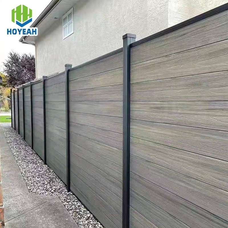 Hoyeah 15521 wpc fencing panel outdoor co-extruded wood plastic composite fence for garden