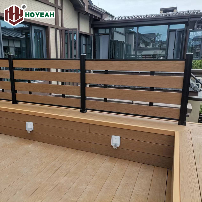 Wholesale WPC Fence Panel Horizontal Slat Aluminum Garden Fence Wood Composite Co-extruded Fencing Gate