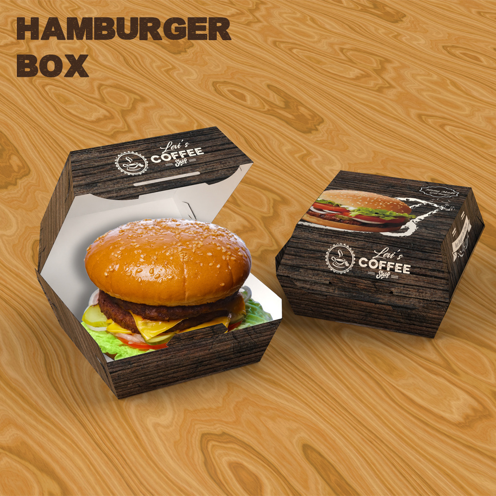 China wholesale custom collapsible burger paper Packaging food container box hamburger box for paper take-out boxes