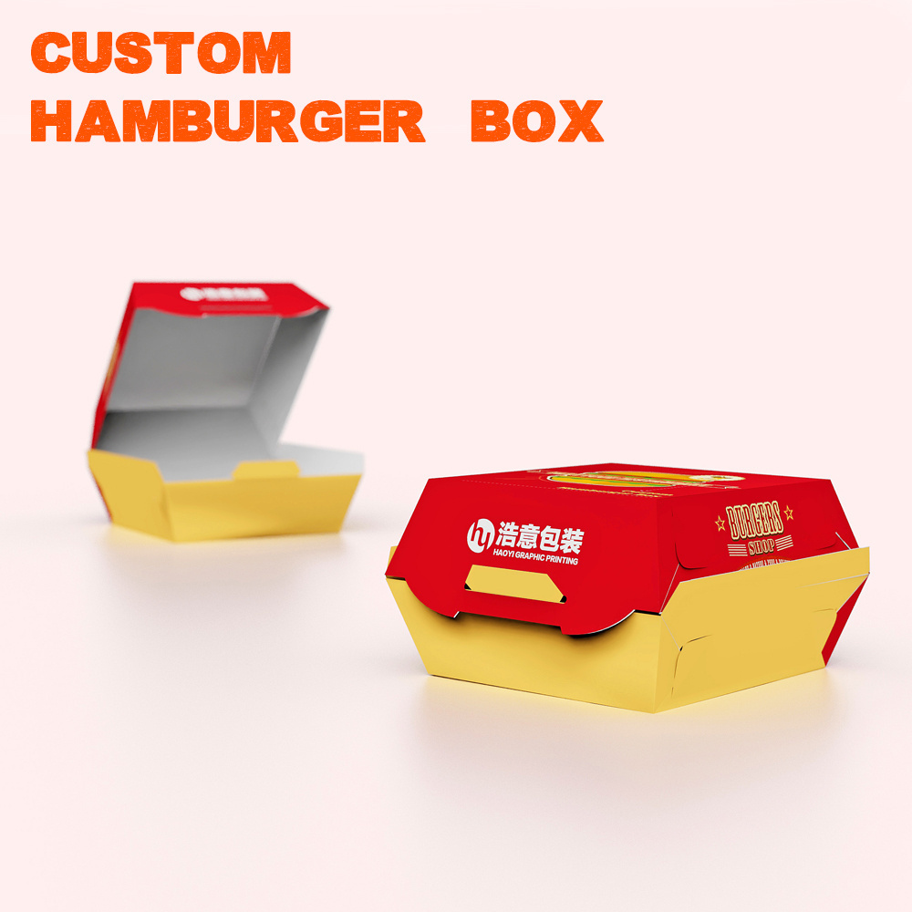 OEM Custom Cardboard Fast Food Container Chicken Wing Packing Lunch Box hamburger box packaging