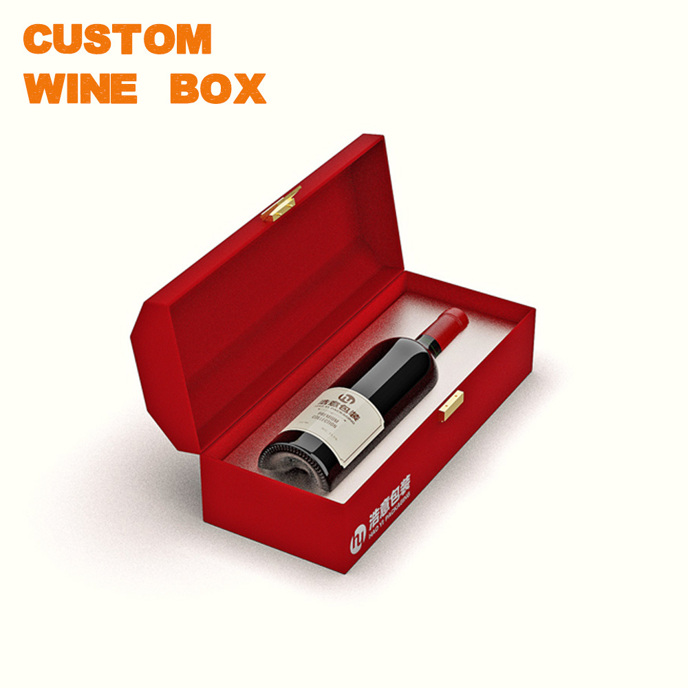 Luxury custom leather packaging cardboard single champagne red wine Portable boxes magnetic closure paperboard wine box