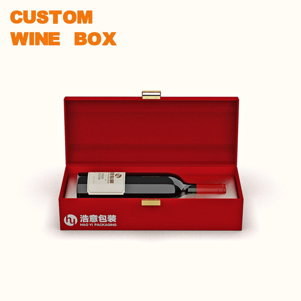 Luxury custom leather packaging cardboard single champagne red wine Portable boxes magnetic closure paperboard wine box