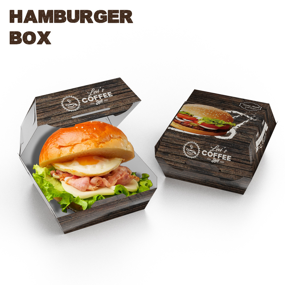 China wholesale custom collapsible burger paper Packaging food container box hamburger box for paper take-out boxes