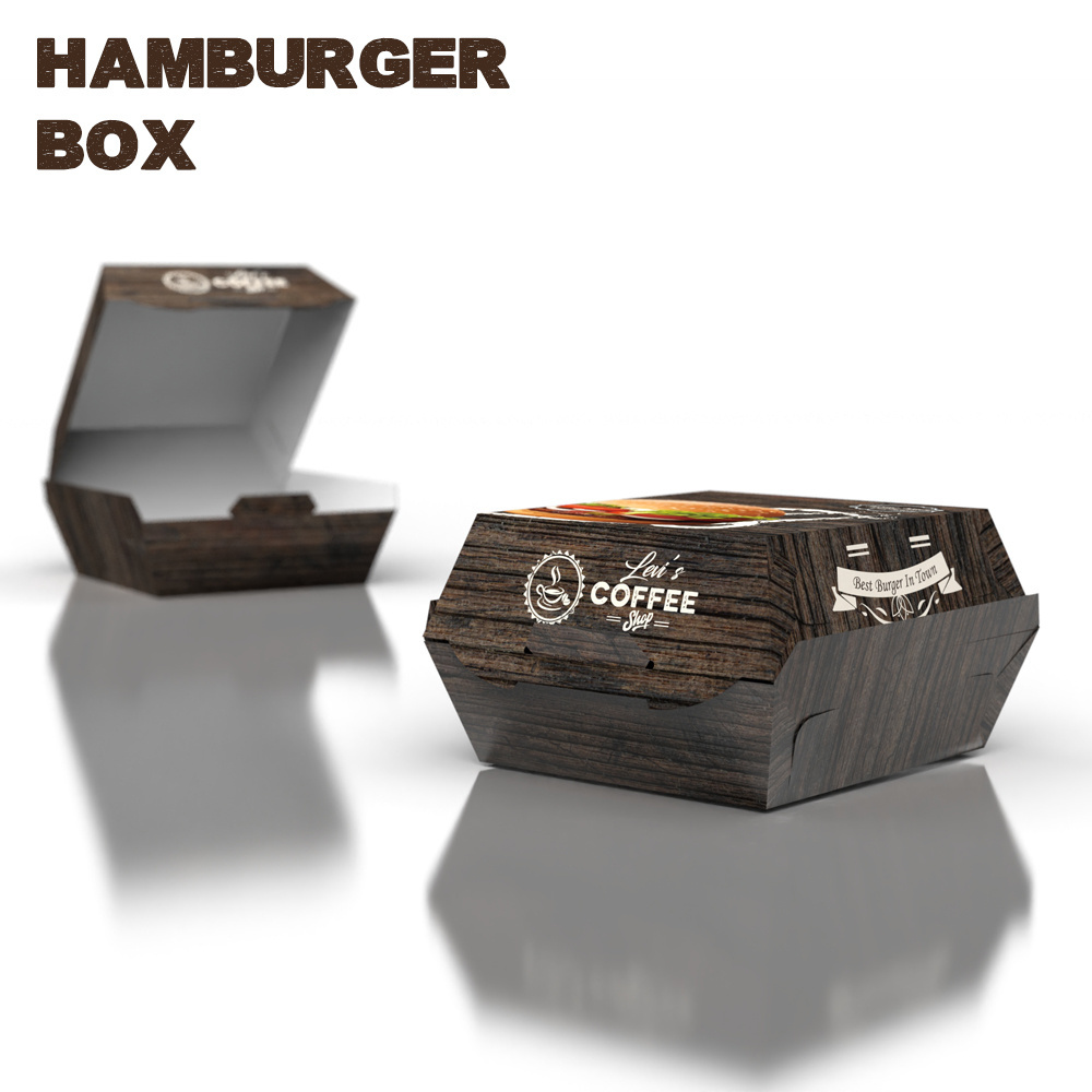 China wholesale custom collapsible burger paper Packaging food container box hamburger box for paper take-out boxes