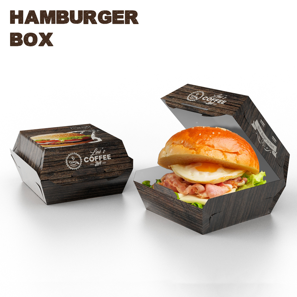 China wholesale custom collapsible burger paper Packaging food container box hamburger box for paper take-out boxes