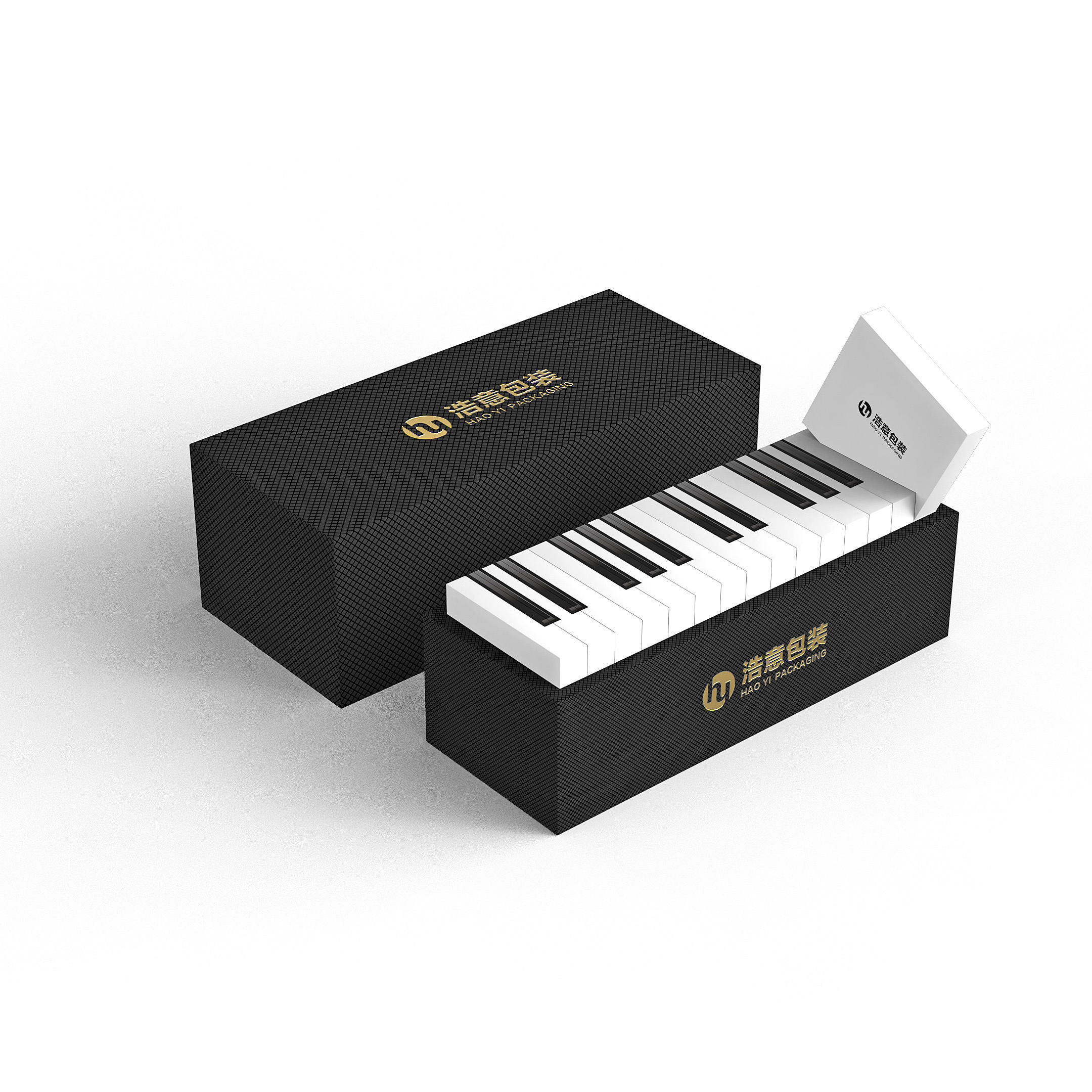 Custom new design piano key coated paper packing gift box with bag for present packaging with printing logo