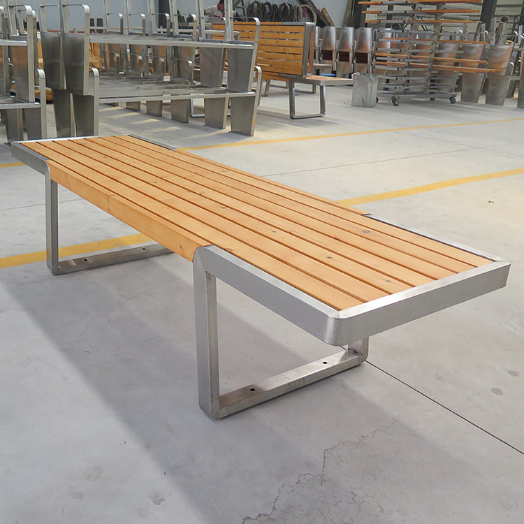 Factory Customized wooden modern park bench Long Bench Street Furniture Patio Outdoor Bench