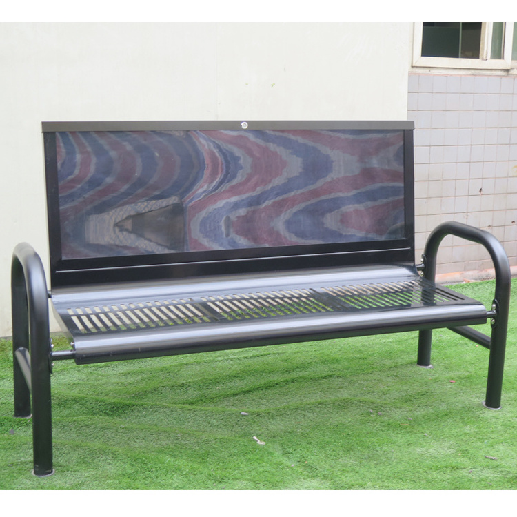 City Outdoor leisure Steel Bus Stop Advertising Bench In USA Street Garden Chair Park Bench manufacturer