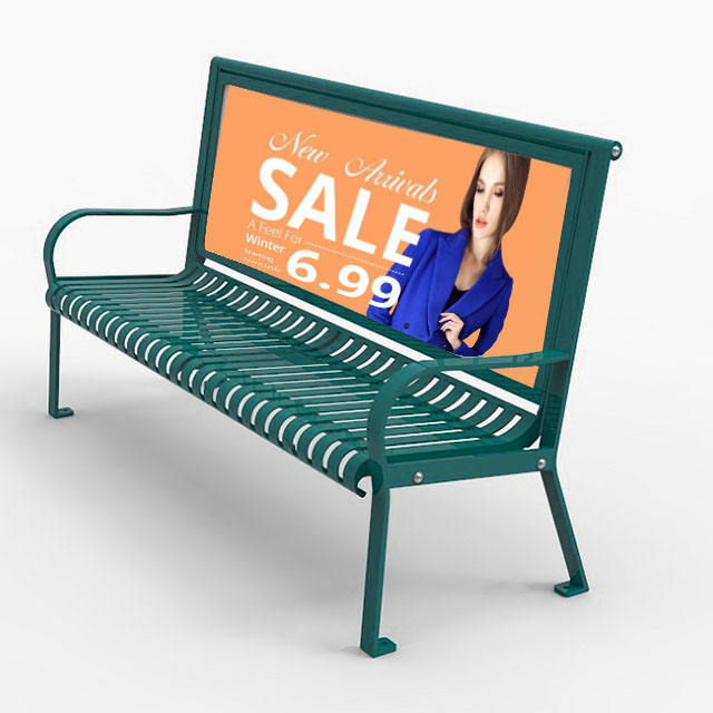 Wholesale Garden Park Public Waiting Bench Customize Wooden Advertising Bench