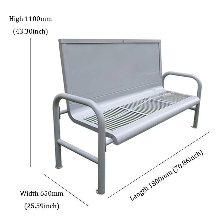 Hot Sale Outdoor Metal Chair Bench with Arms Advertising benches Outdoor Park Furniture Aluminium Bench