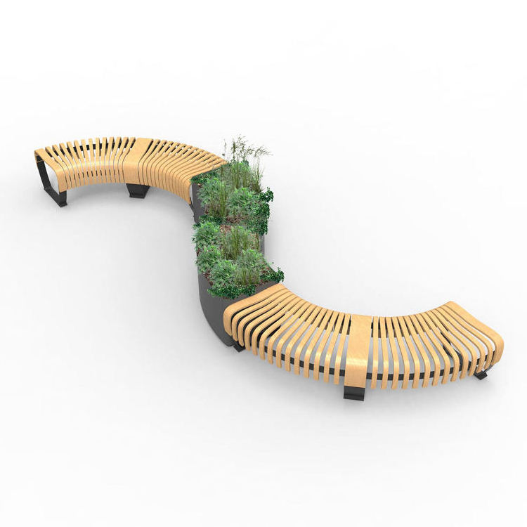 Customized Outdoor Furniture Round Garden Long Bench Street Patio Round Wooden Tree Bench