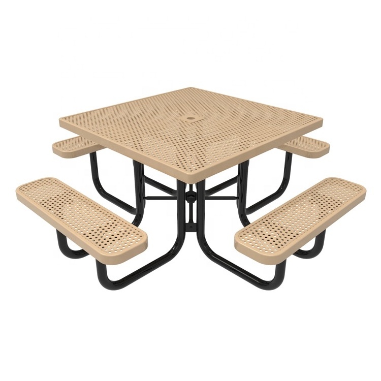 High Quality Commercial Furniture Steel Picnic Table Chair Outside Mental Dinning Table with Bench