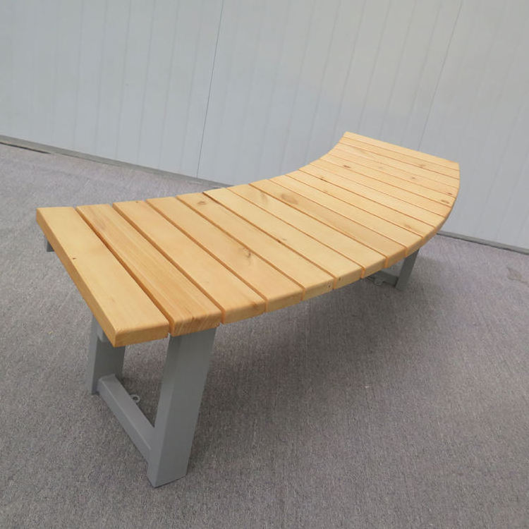 Factory Outlet Metal Leisure Backless Street Wood Bench Outdoor Public Modern Waiting Patio Park Bench